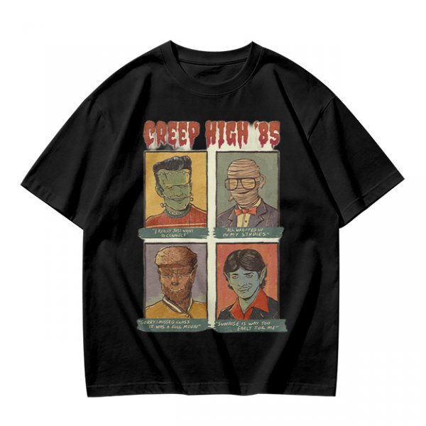 Creep High '85 Monster Characters Graphic T-Shirt