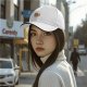 Black Baseball Cap With Cute Orange Cat Holding Coffee Cup Print