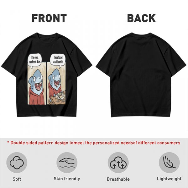 Shark seafood diet meme graphic t-shirt