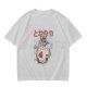 Olive T-shirt with horror stylized Totoro graphic and Japanese text