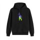 Black hoodie with vibrant abstract fantasy creature graphic print
