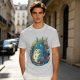 Olive T-Shirt with Whimsical Forest Spirit and Butterfly Print
