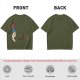 Olive T-Shirt With Uncle Sam Hat And Fast Food Graphic Print
