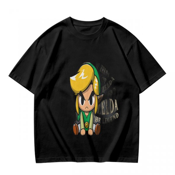 Olive T-shirt with Chibi Link from The Legend of Zelda Print
