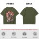 Olive T-shirt with Godzilla eating ramen graphic
