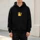Black Hoodie With Cute Surprised Orange Cat Graphic