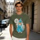 Olive T-Shirt With Fairy Godmother Cat Graphic Print