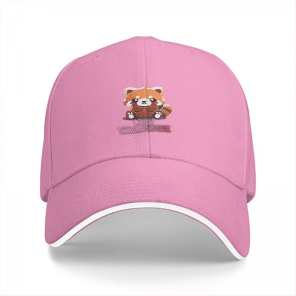 Black Baseball Cap With Cute Red Panda Graphic Design