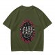 Olive T-shirt with Dancing Skeletons and 'Dance Your Problems Away' Text