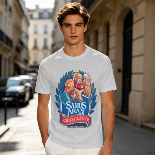 Samus Aran Bounty Lager Graphic T-Shirt