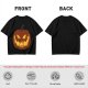 Olive Green T-Shirt With Scary Jack O' Lantern Pumpkin Print