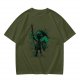 Olive Green T-Shirt With Legendary Hero Ink Splatter Art