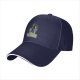 Black baseball cap with colorful cat graphic and Evil Girls text