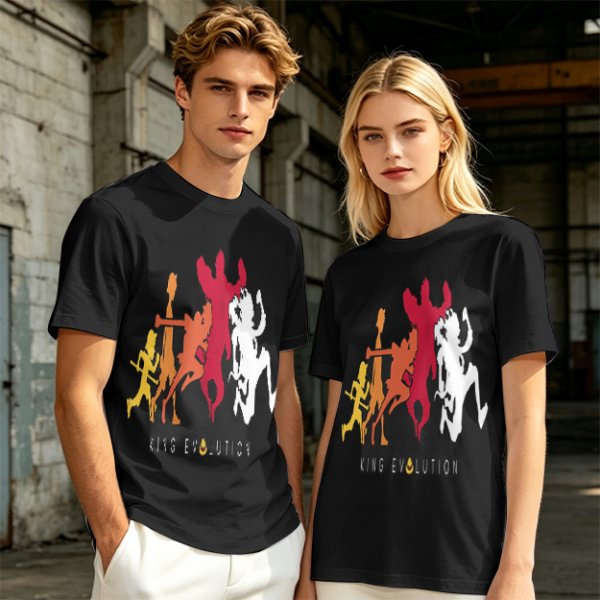 Olive Graphic T-Shirt with King Evolution Character Silhouettes