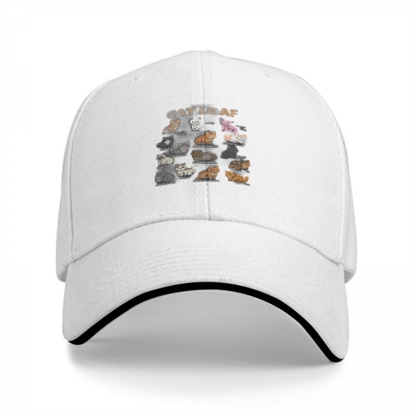 Black Baseball Cap With Cat Loaf Breeds Graphic Print