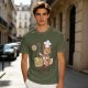 Olive T-Shirt With Cute Dog Chef Cooking Waffles Graphic