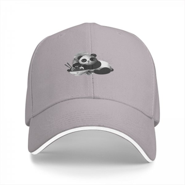 Black Baseball Cap With Cute Panda Eating Ramen Graphic