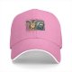 Black baseball cap with retro grumpy tabby cat and old mobile print