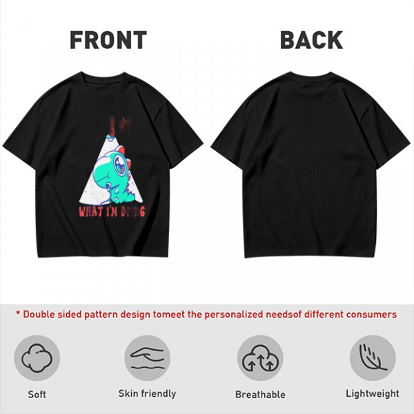 Olive T-Shirt With Cute Dinosaur Graphic And 'What I'm Doing' Text