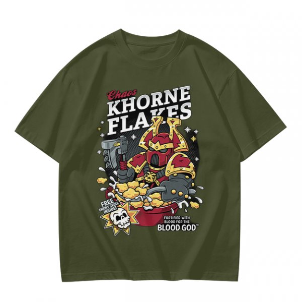 Khorne Flakes Chaos Cereal Themed Graphic T-Shirt