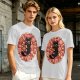 Olive T-Shirt With Cute Black Cat Holding Candy Surrounded By Sweets