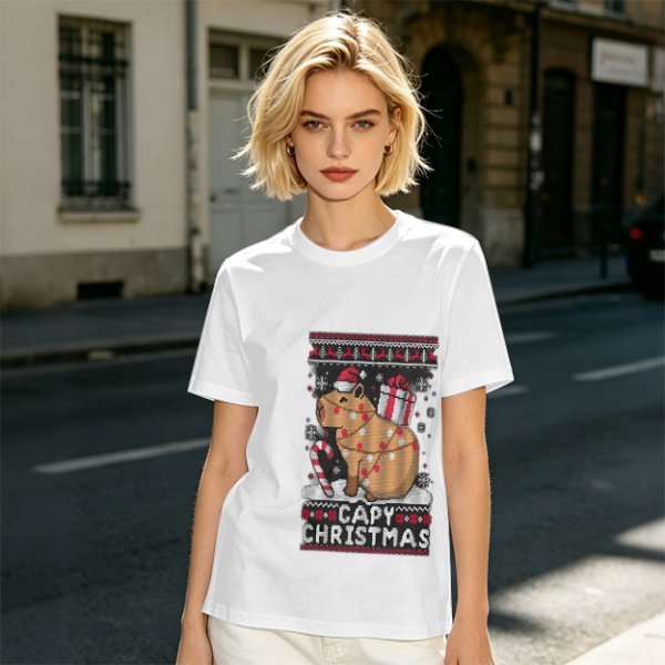 Capy Christmas Ugly Christmas Sweater Style T-Shirt
