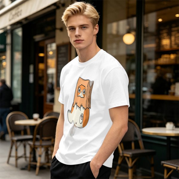 Olive T-Shirt With Cute Hamster In Paper Bag Print