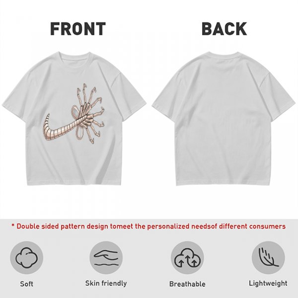 Olive T-shirt with Alien Facehugger Swoosh Graphic Print