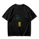 Olive T-shirt with Cute Duck Holding Four-Leaf Clover Print