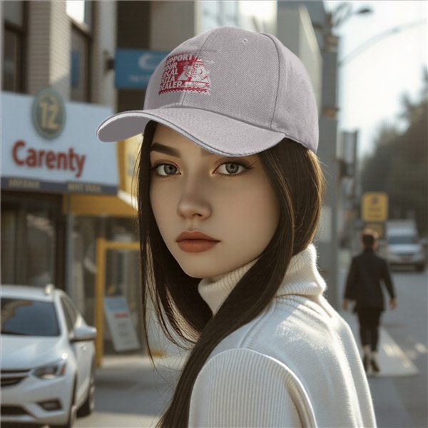 Black Baseball Cap With Support Your Local Pizza Dealer Print