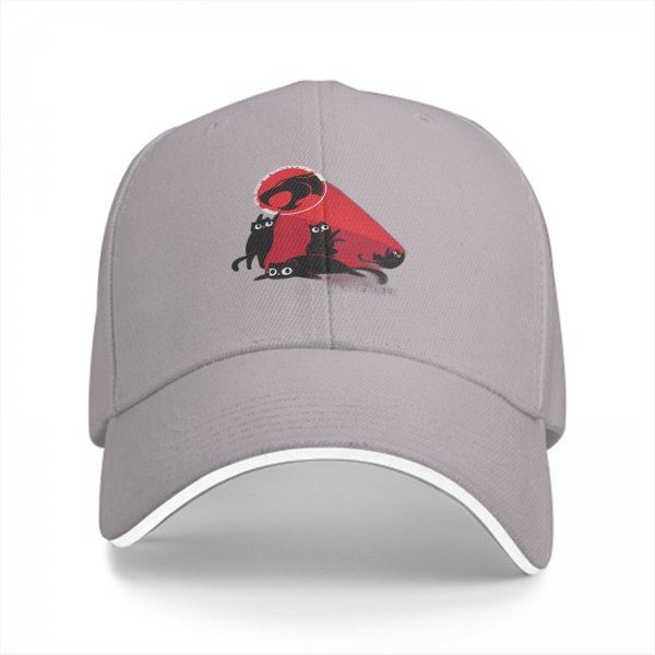 Black Baseball Cap With Playful Black Cat Red Graphic Design