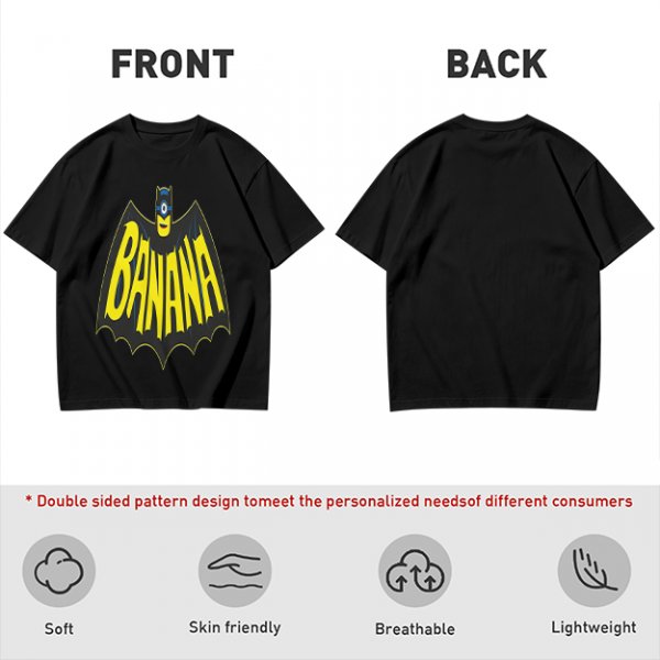 Olive green t-shirt with banana bat logo graphic