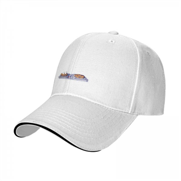 Black baseball cap with vintage lunch tray graphic design