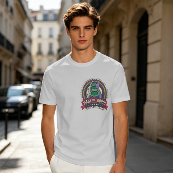 Olive T-Shirt With Make The World Great Again Space Graphic Print
