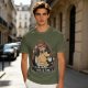 Olive T-Shirt Featuring the 'This Is Fine' Dog in Flames Holding Coffee