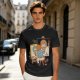 Olive Green T-Shirt With Cartoon Artist Painting Self Portrait Artwork