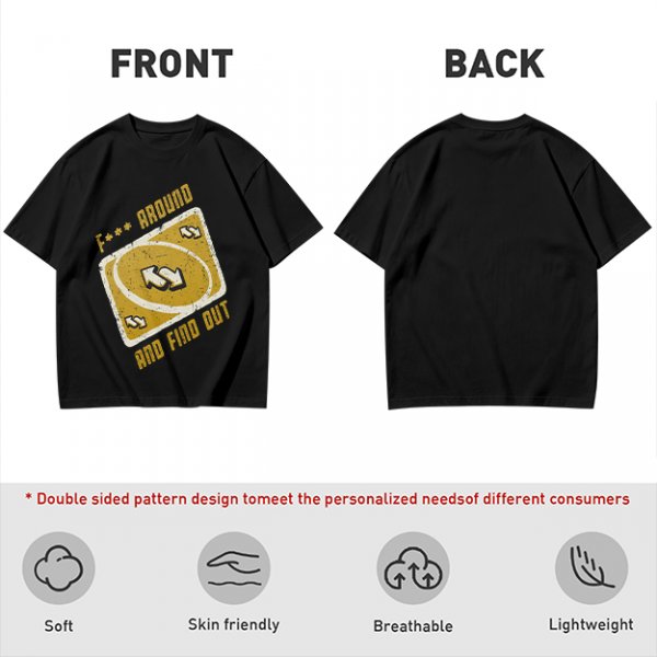 Olive Graphic Tee With 'F*** Around And Find Out' Uno Reverse Card Print