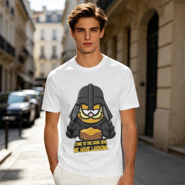 Garfield Darth Vader T-Shirt Come To The Dark Side We Have Lasagna