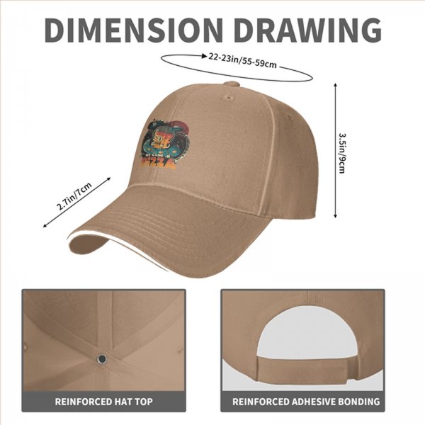 Black baseball cap with 'We Came In Pizza' alien UFO graphic
