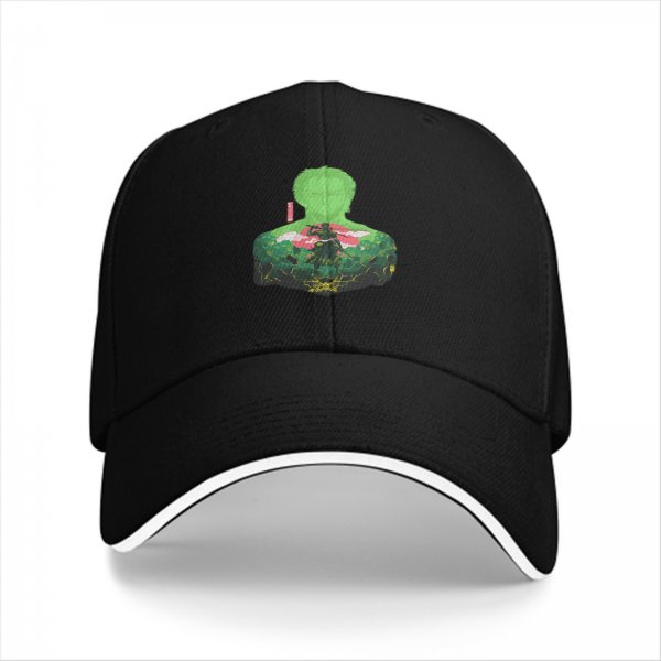 Black Baseball Cap With Green Silhouette Character Art Print
