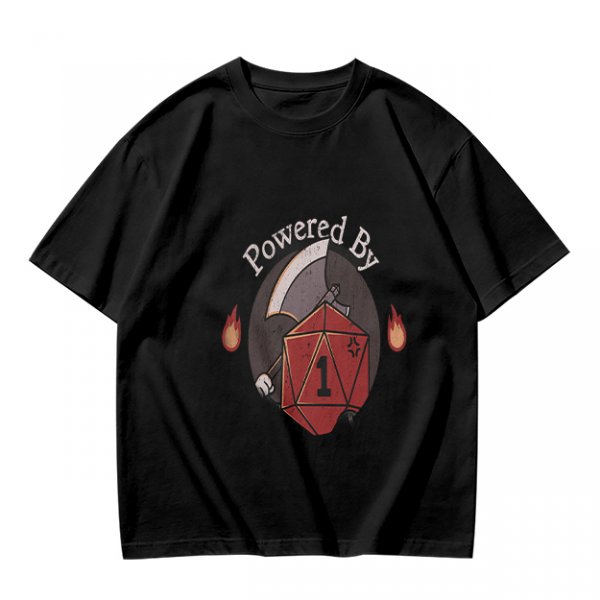 Powered By 1 D20 Dice T-Shirt For Tabletop RPG Fans