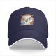 Black baseball cap with cute slow foods themed cartoon print