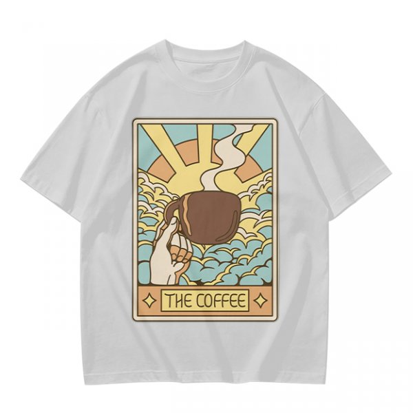 Oversized Dark Green T-Shirt With The Coffee Tarot Card Style Print