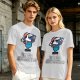 Olive T-shirt with Cartoon Character Holding Mushrooms Print