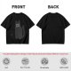 Oversized Olive T-Shirt With Cute Black Cat Graphic Print