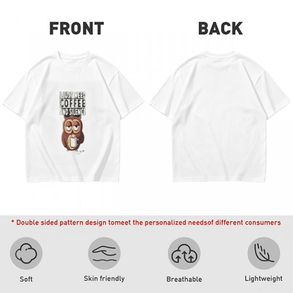 Owl Coffee Silence T-Shirt for Relaxed Daily Wear