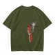 Oversized Olive T-Shirt With Mechanical Hand Holding Gun Graphic