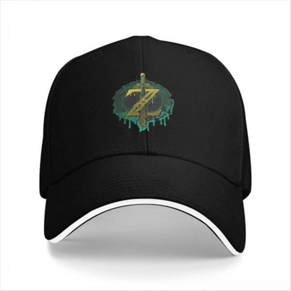 Black Baseball Cap With Zelda Tears Of The Kingdom Inspired Print