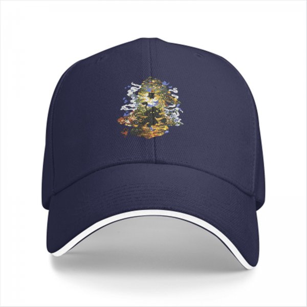 Black Baseball Cap With Colorful Fantasy Art Graphic Print