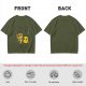 Olive T-shirt with Cute Pizza and Pineapple Cartoon Print
